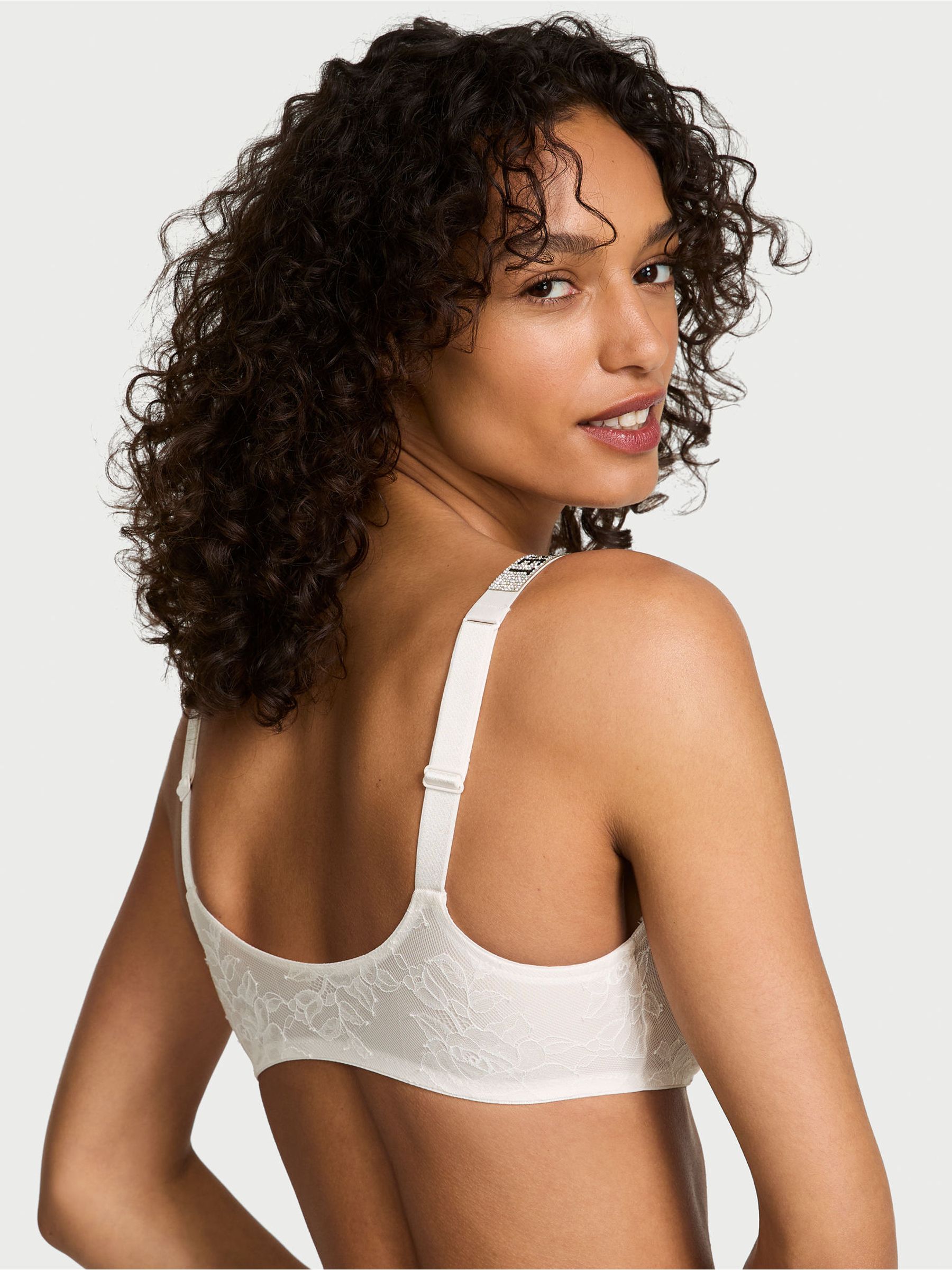 Coconut White Lace Shine Strap Bralette