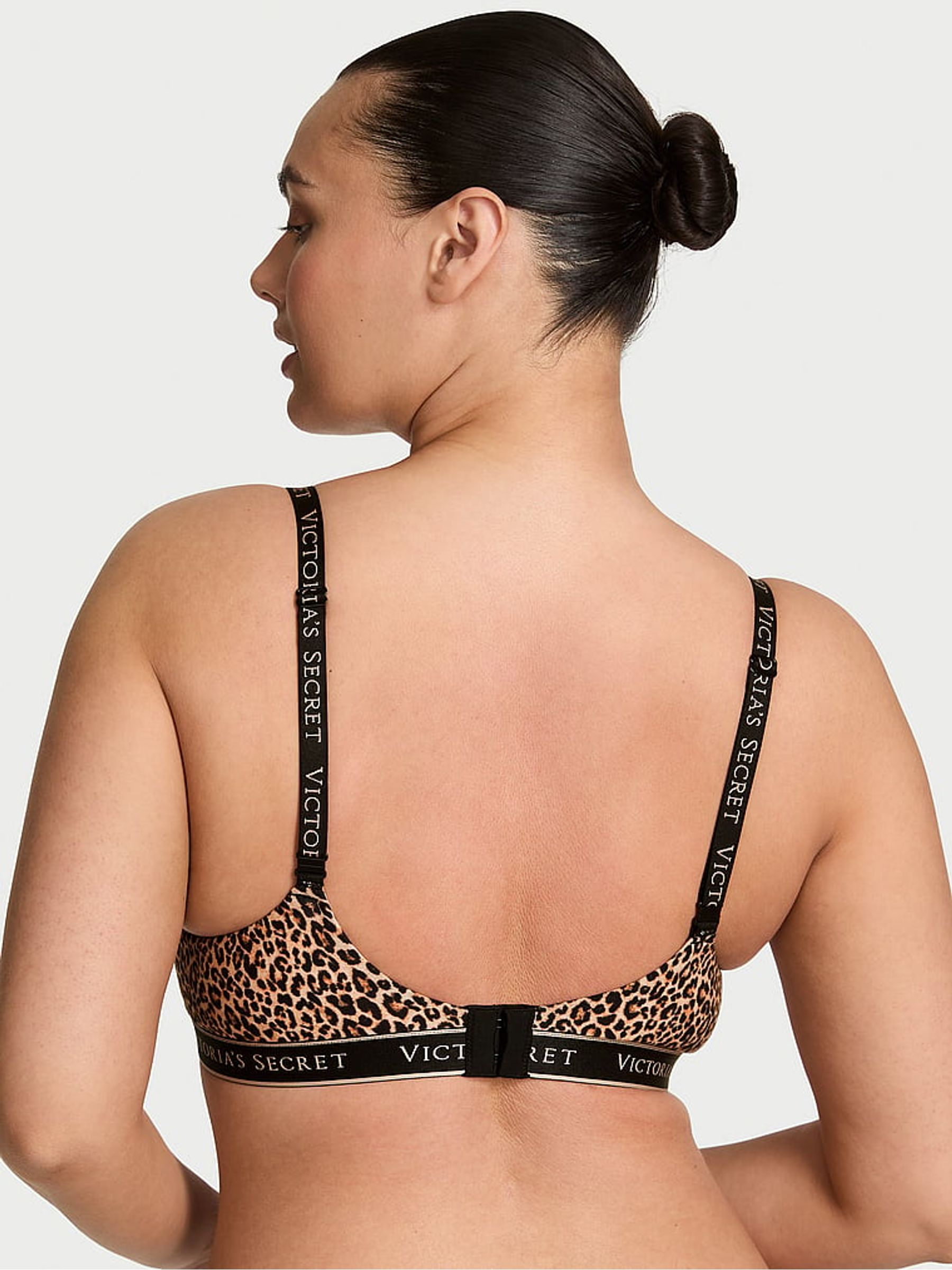 Leopard Brown Lightly Lined Demi Cotton Logo Bra