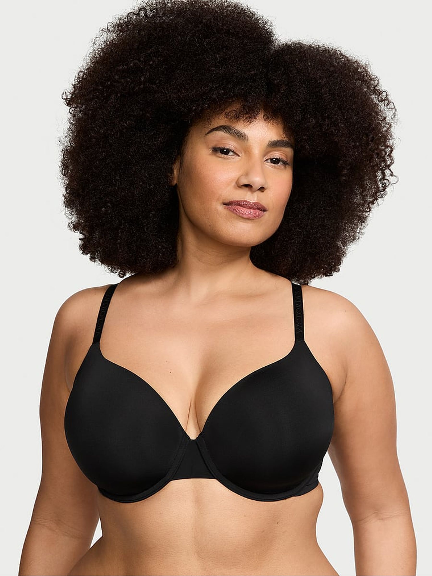Black Strap Lightly Lined Full Cup Logo Bra