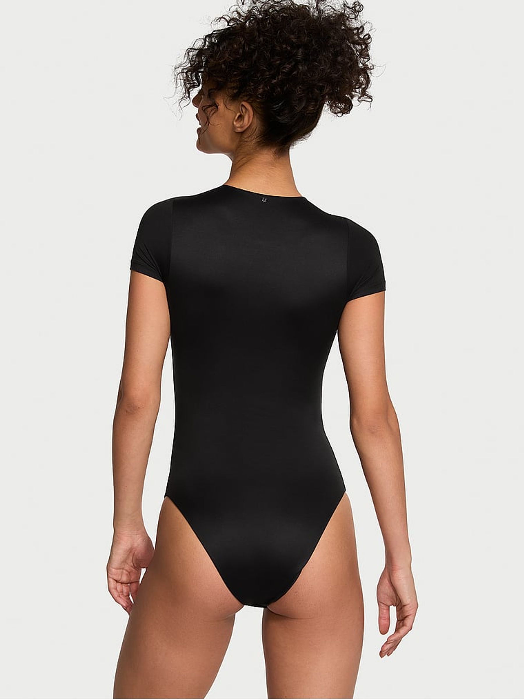 Black FeatherSoft™ BODYWEAR Short-Sleeve Bodysuit