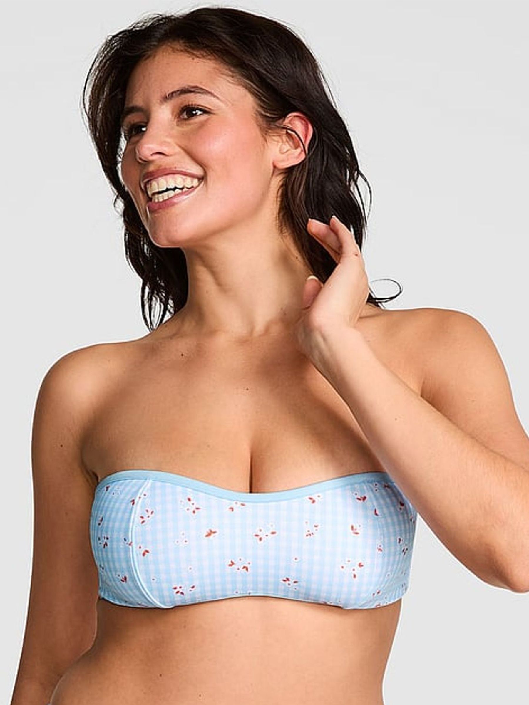 Spring Picnic Blue Bandeau Bikini Top