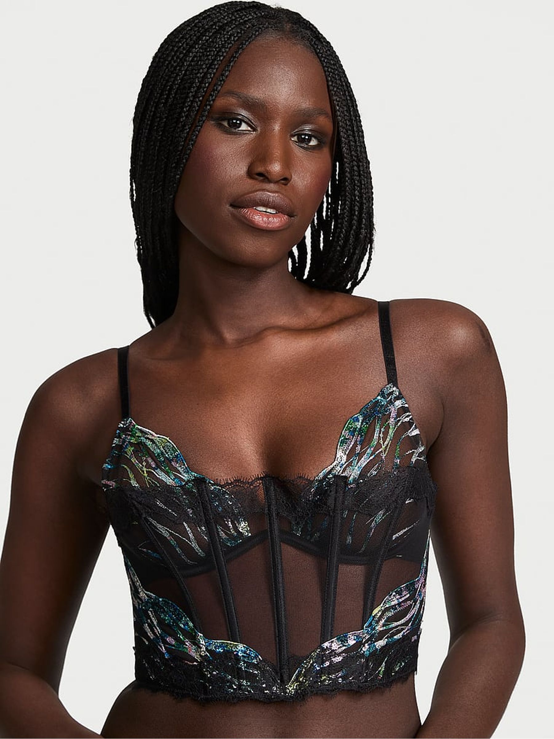 Siren Black Sequin Embroidery Corset