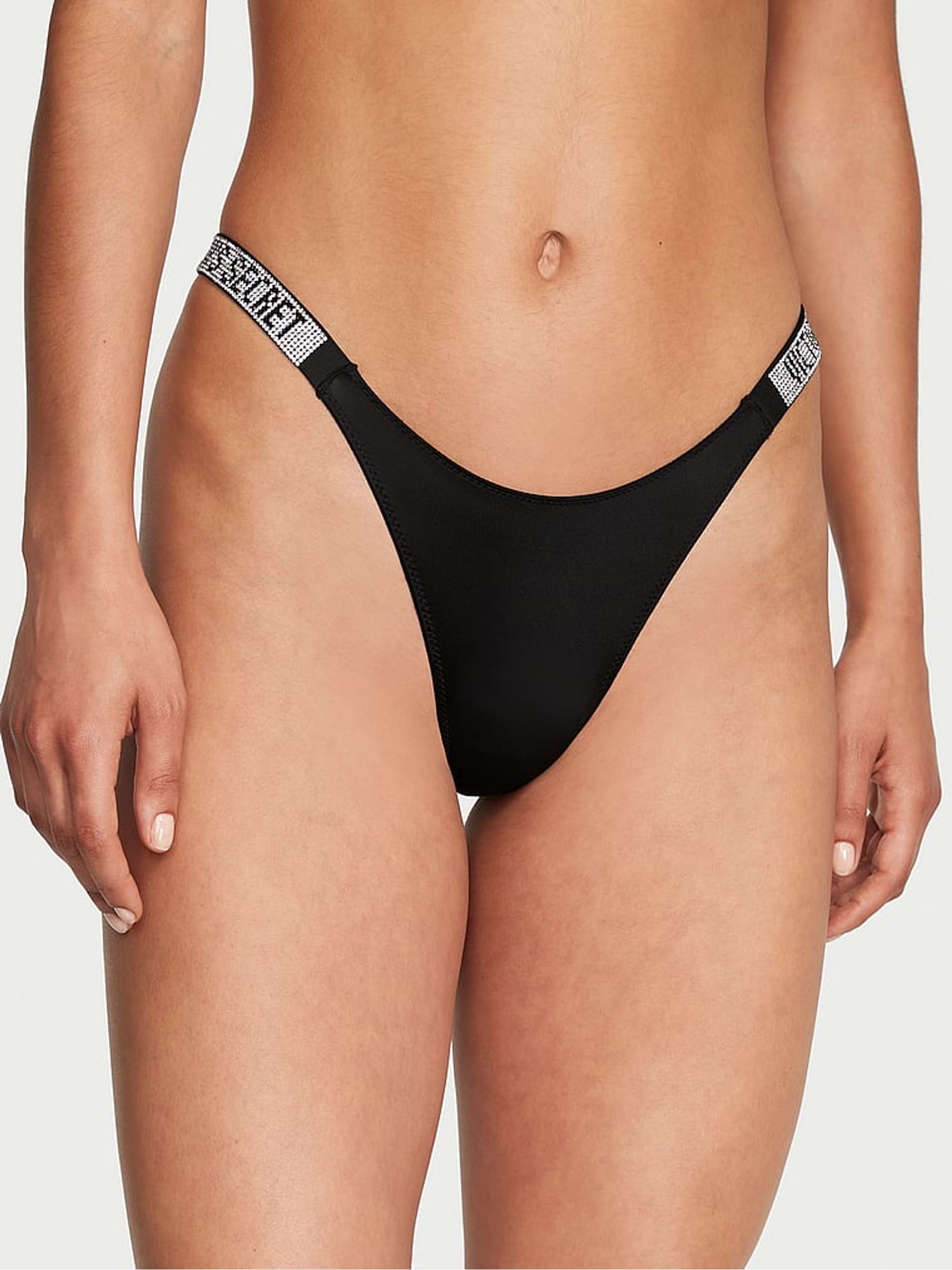 Black Brazilian Shine Strap Knickers
