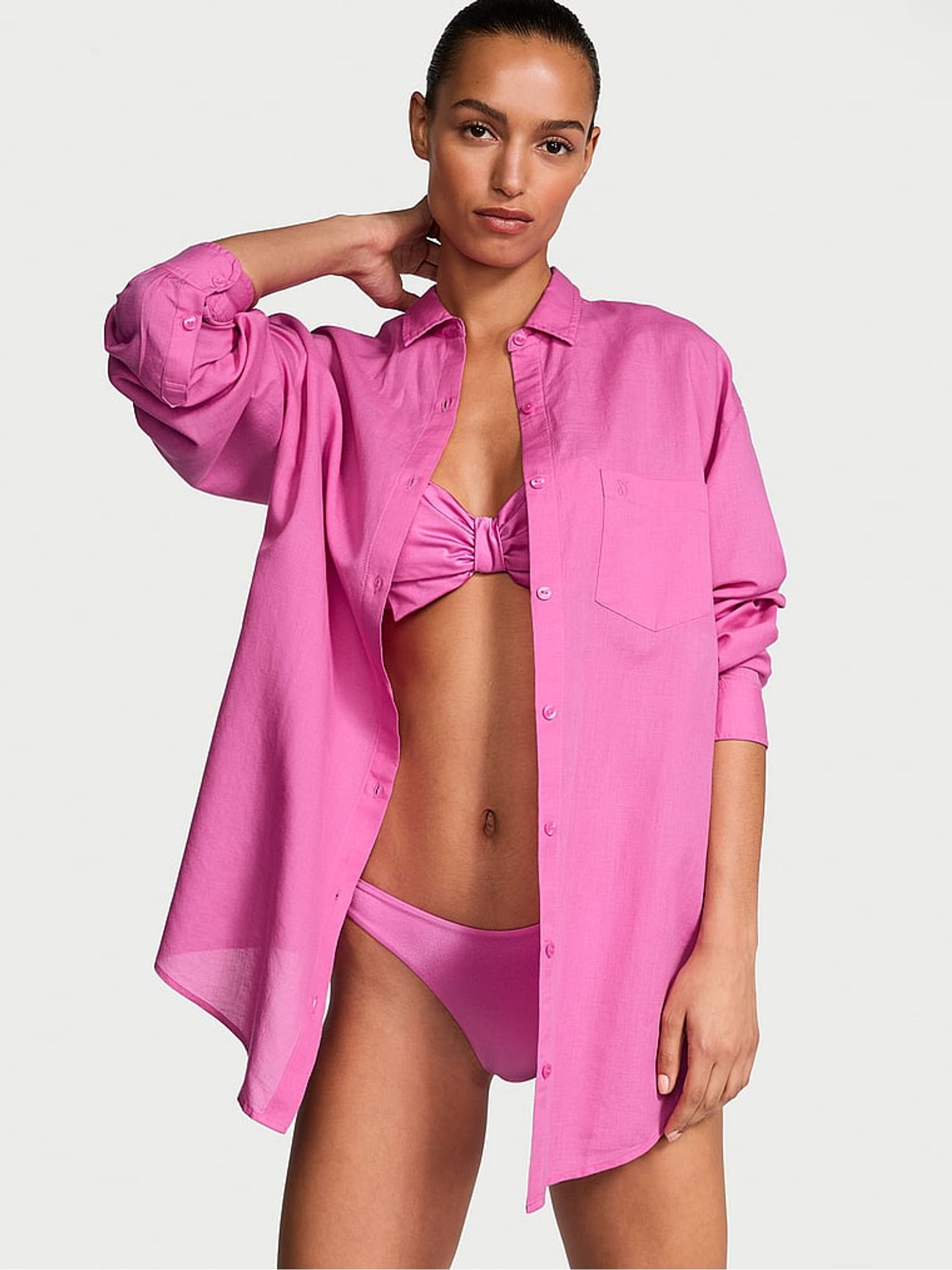 New Peony Pink Oversized Cover Up Shirt