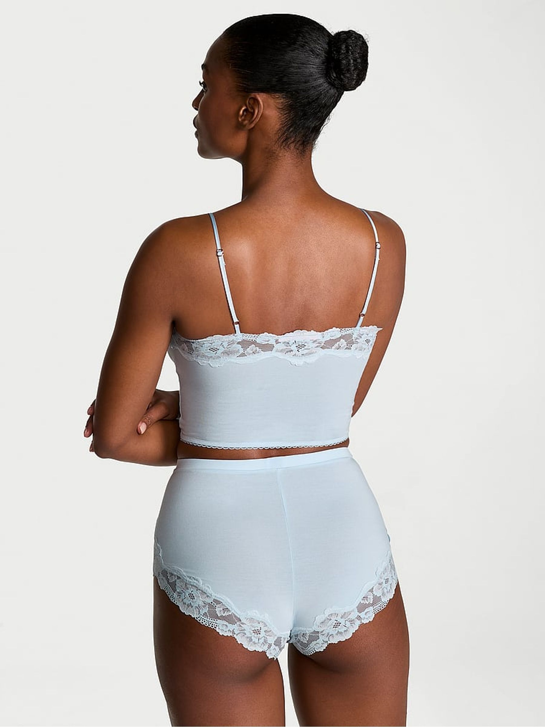 Palest Blue Straight Neck Modal Cami Set