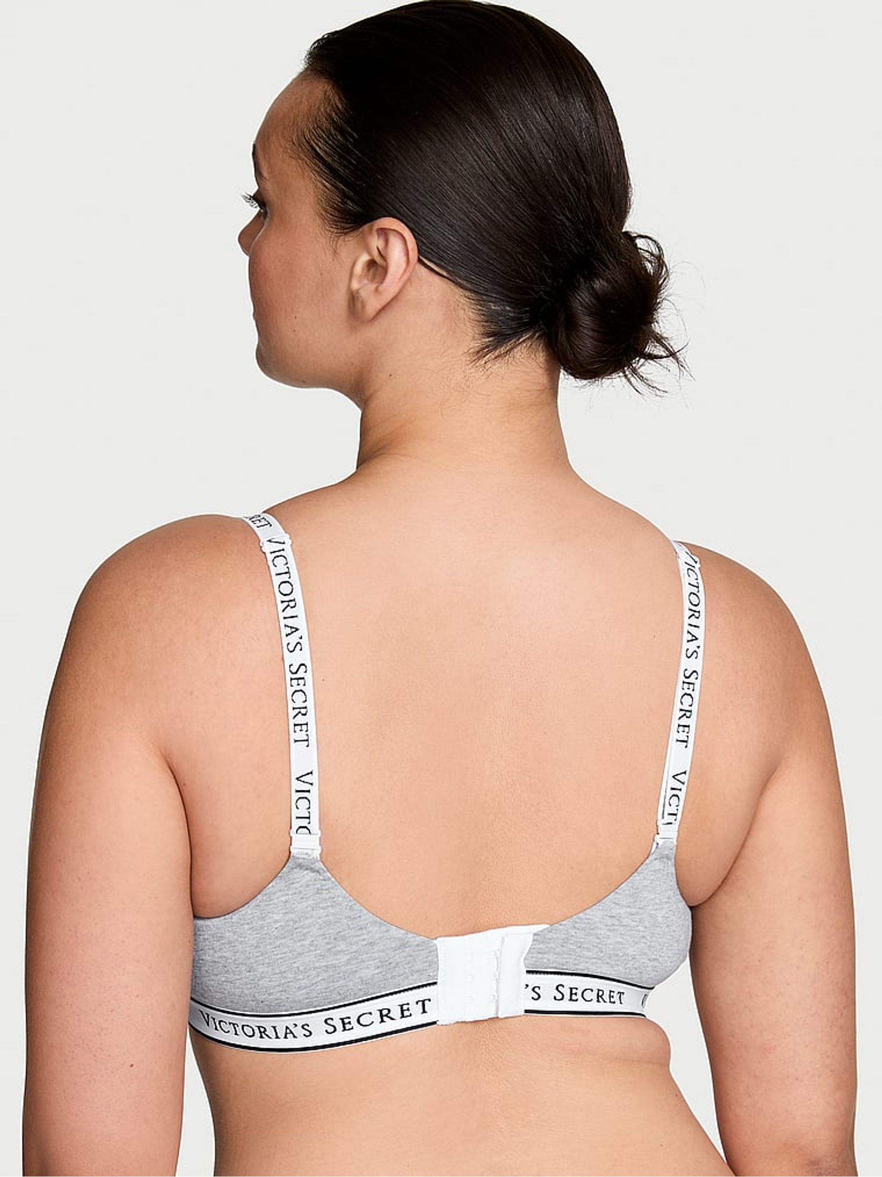 Medium Heather Grey Lightly Lined Non Wired Cotton Logo Bra