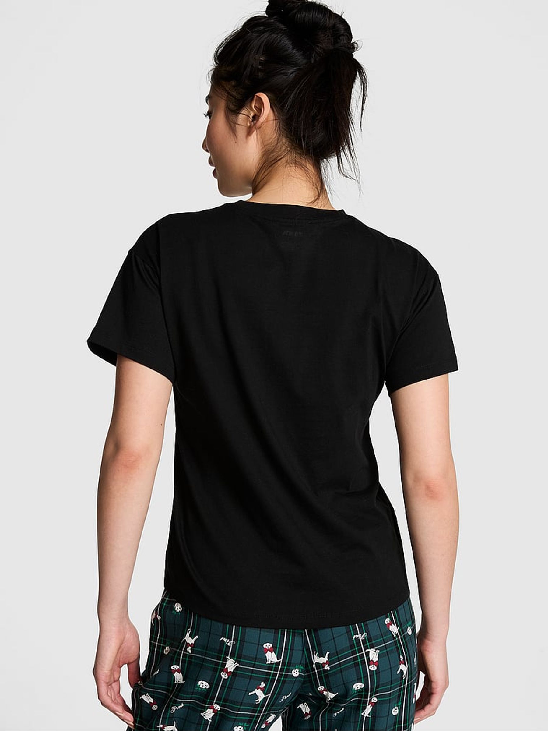 Black Cotton Pyjama T-Shirt