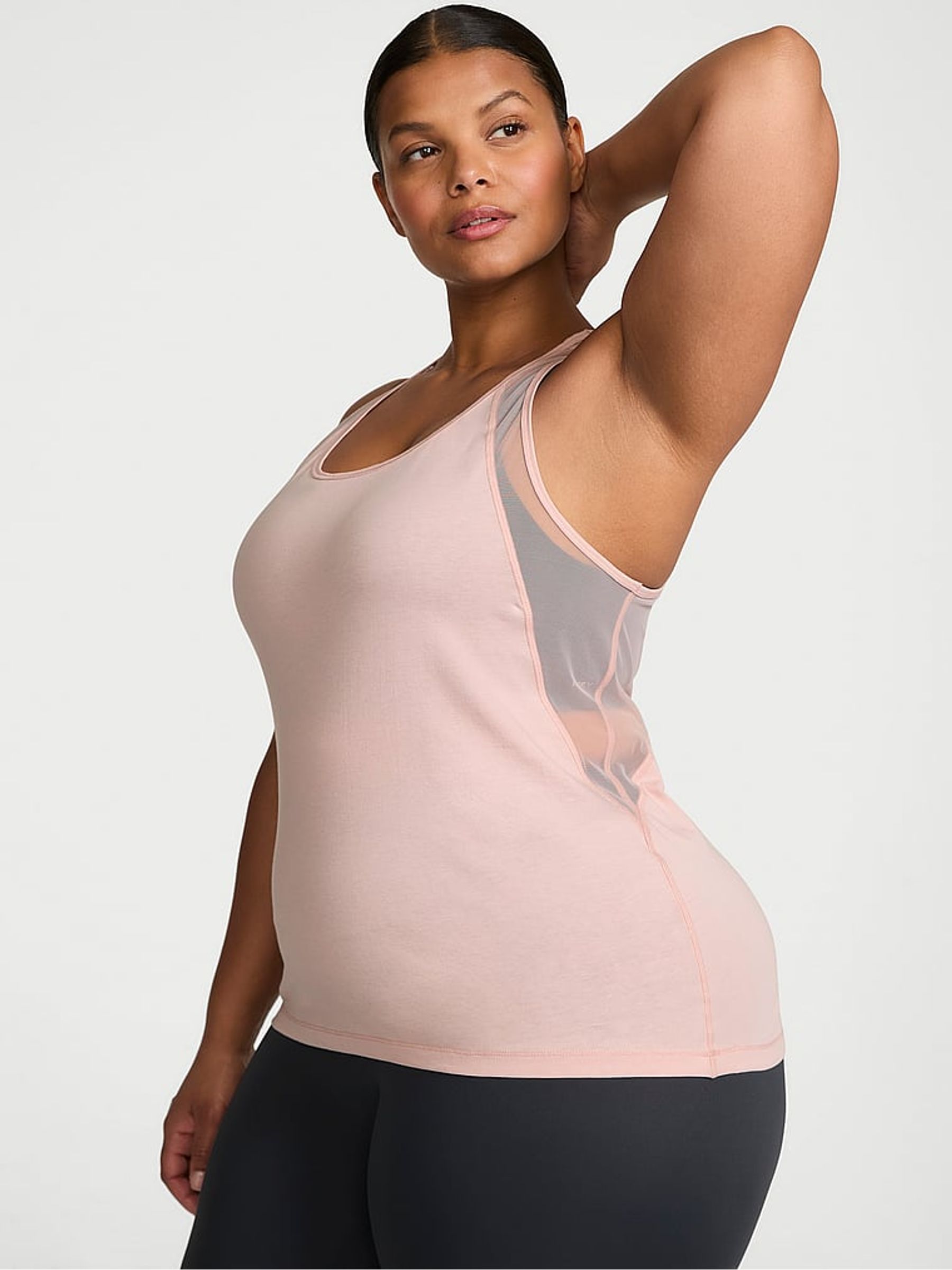 Bare Pink Racerback Mesh Tank Top