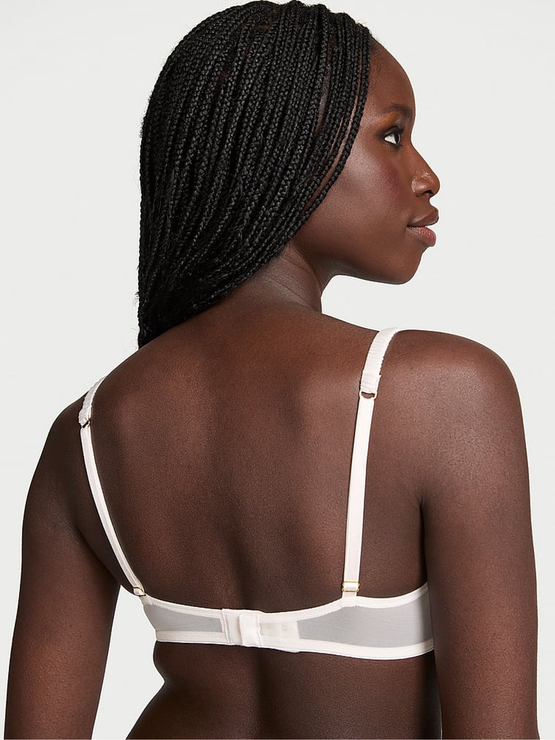 White Unlined Balcony Peony Embroidery Bra