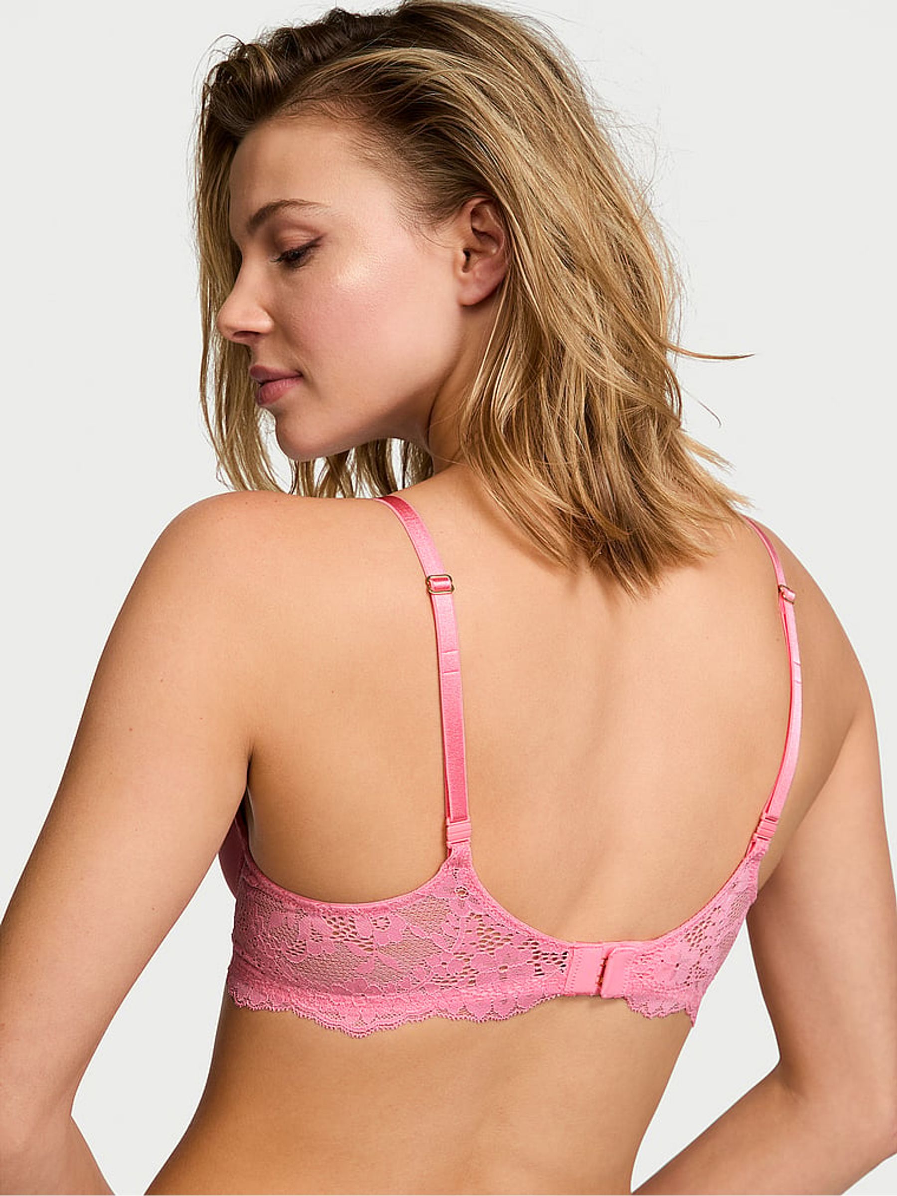 Pink Hope Lace Trim Lightly Lined Demi Bra