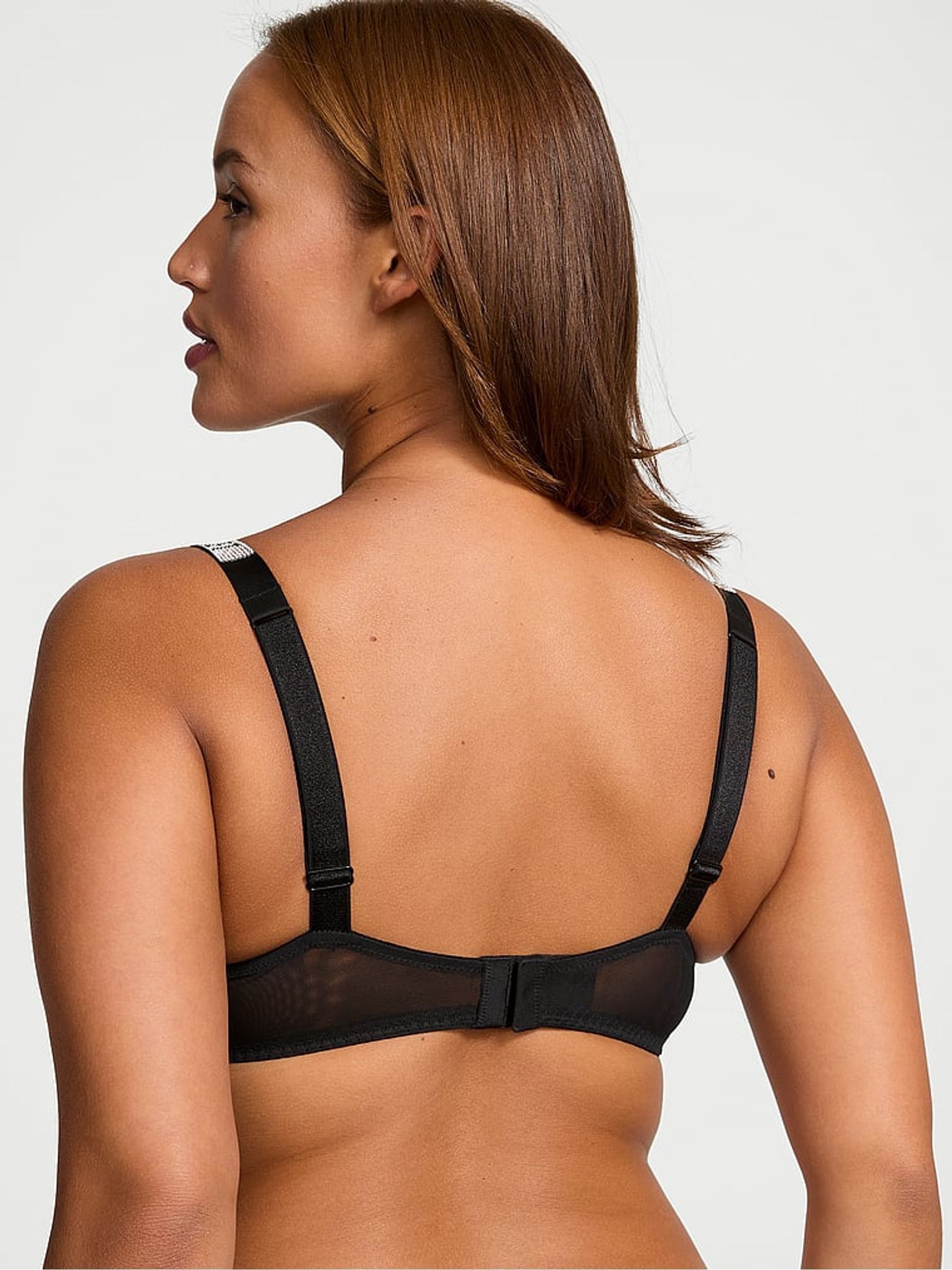 Black Push Up Shine Strap Bra