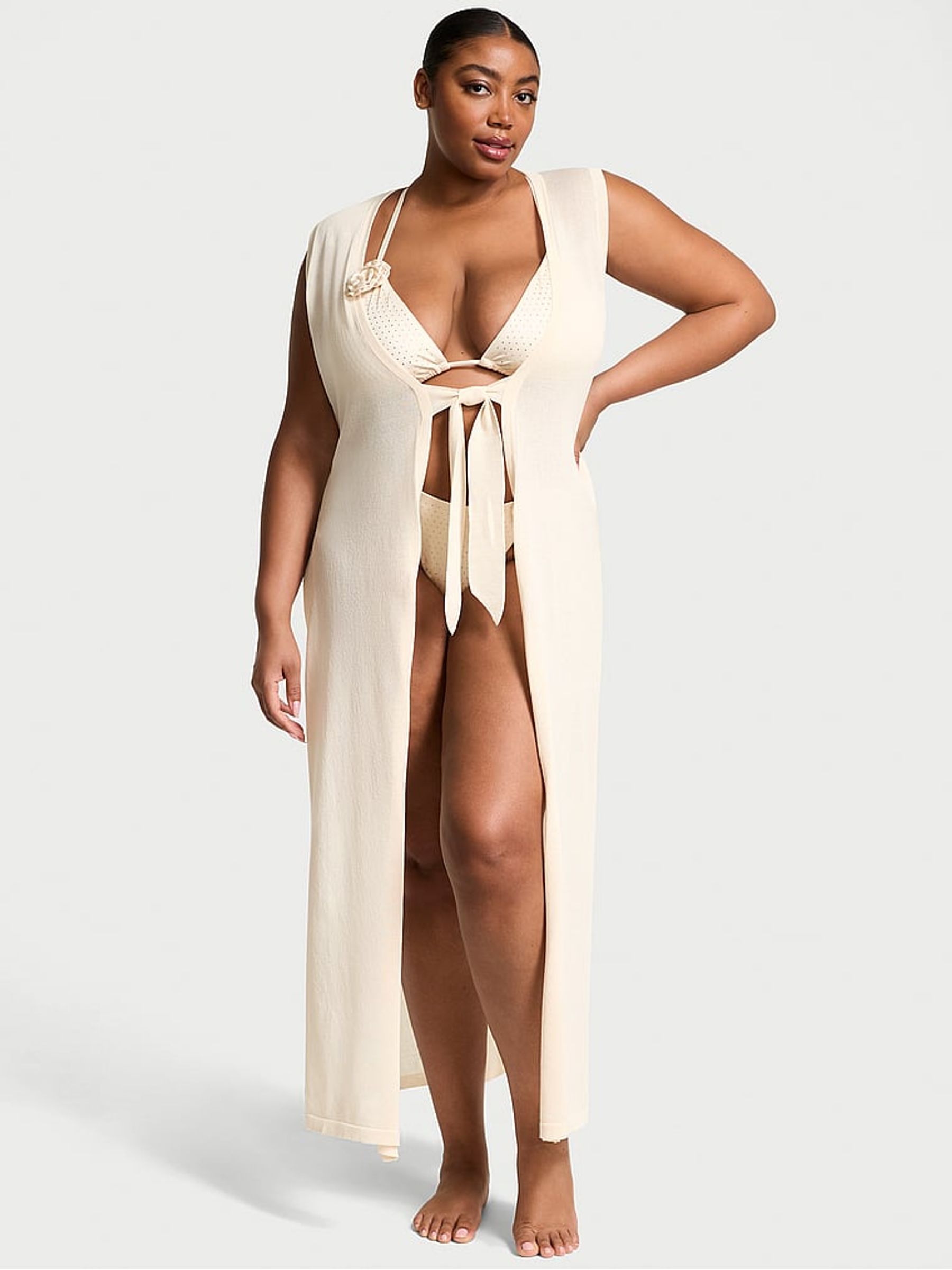 Candlelight White Bow Tie Maxi Cover Up