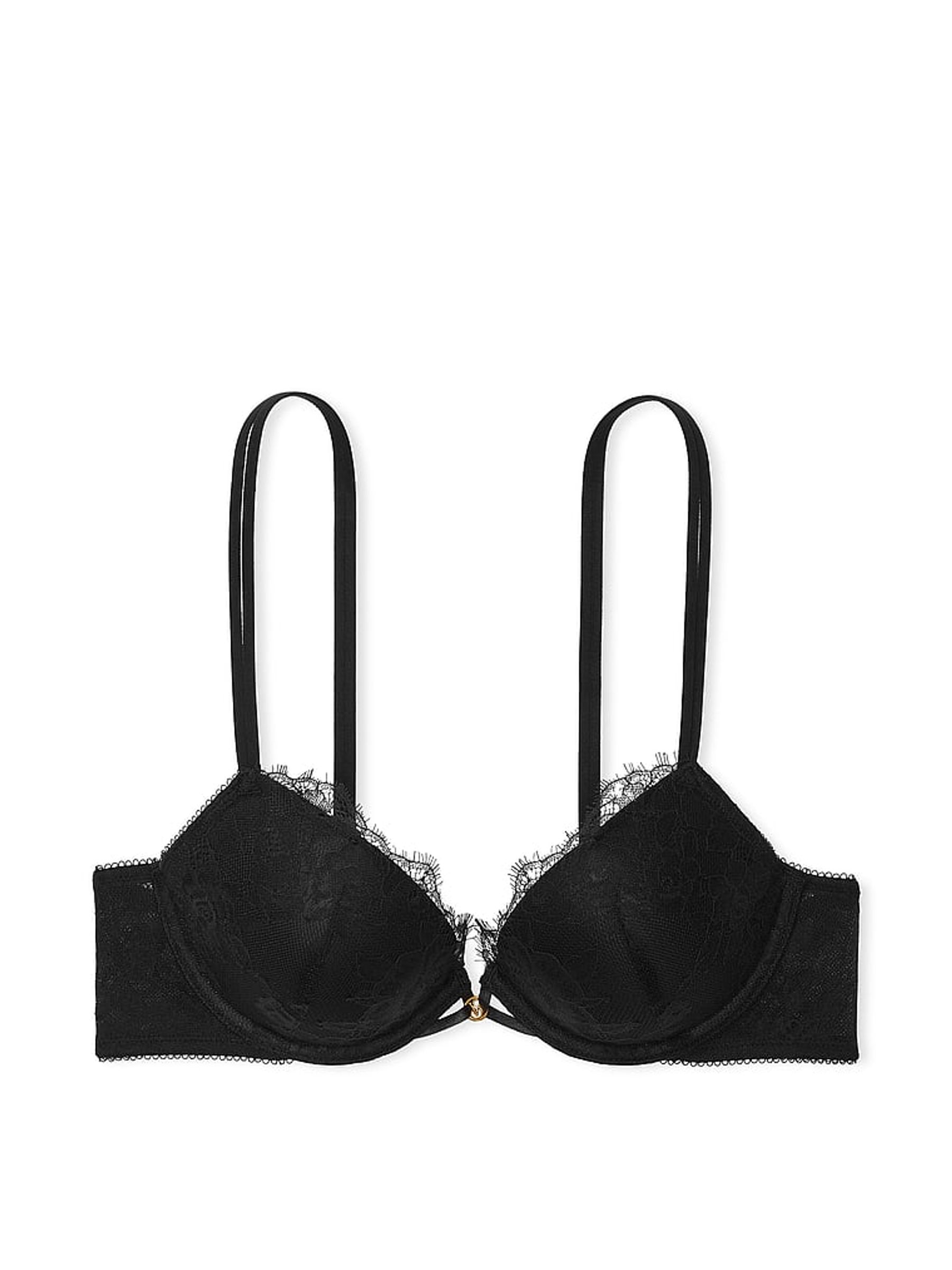 Black Push Up Rose Lace Bra