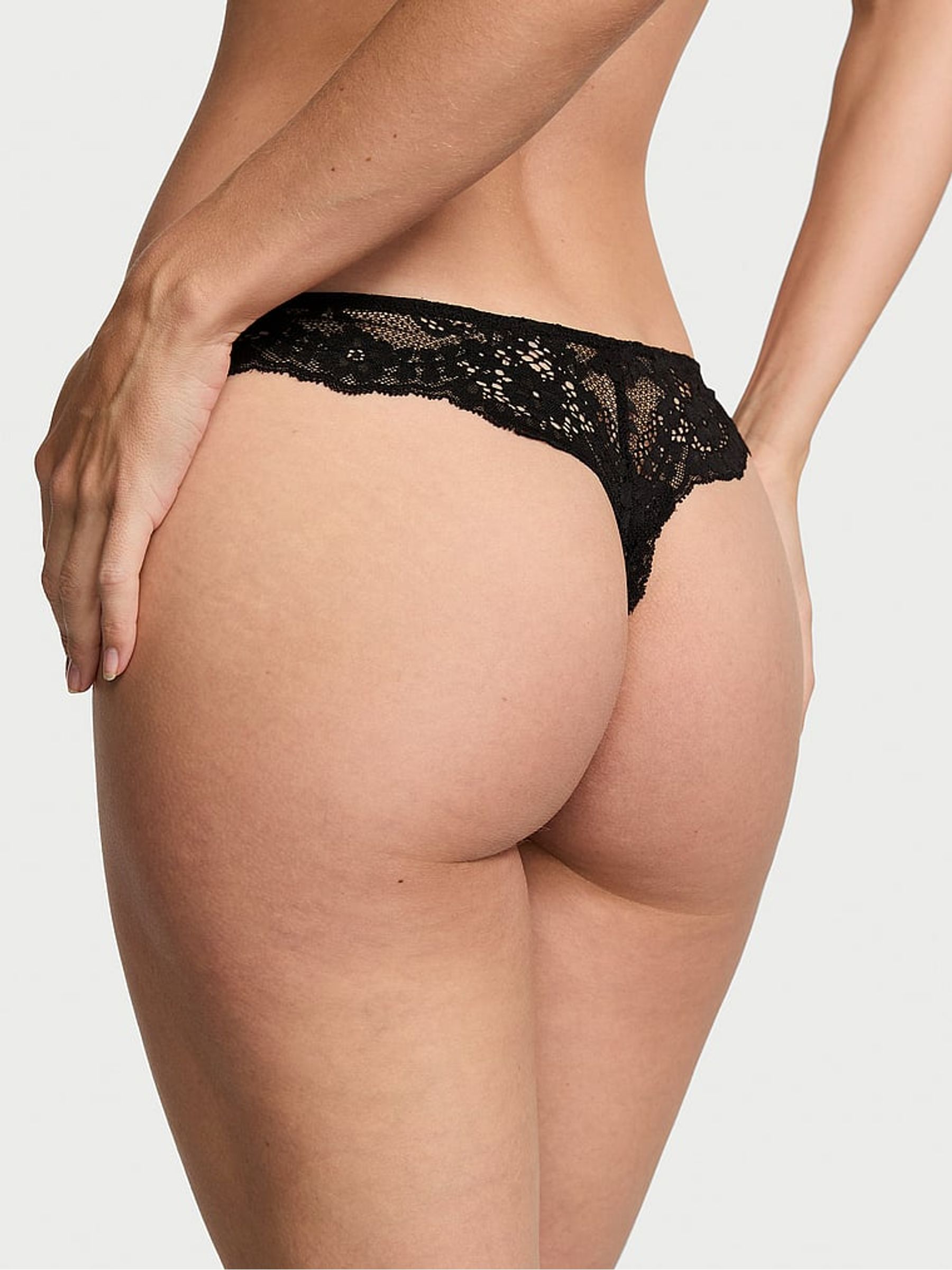 Black Thong Lace Knickers