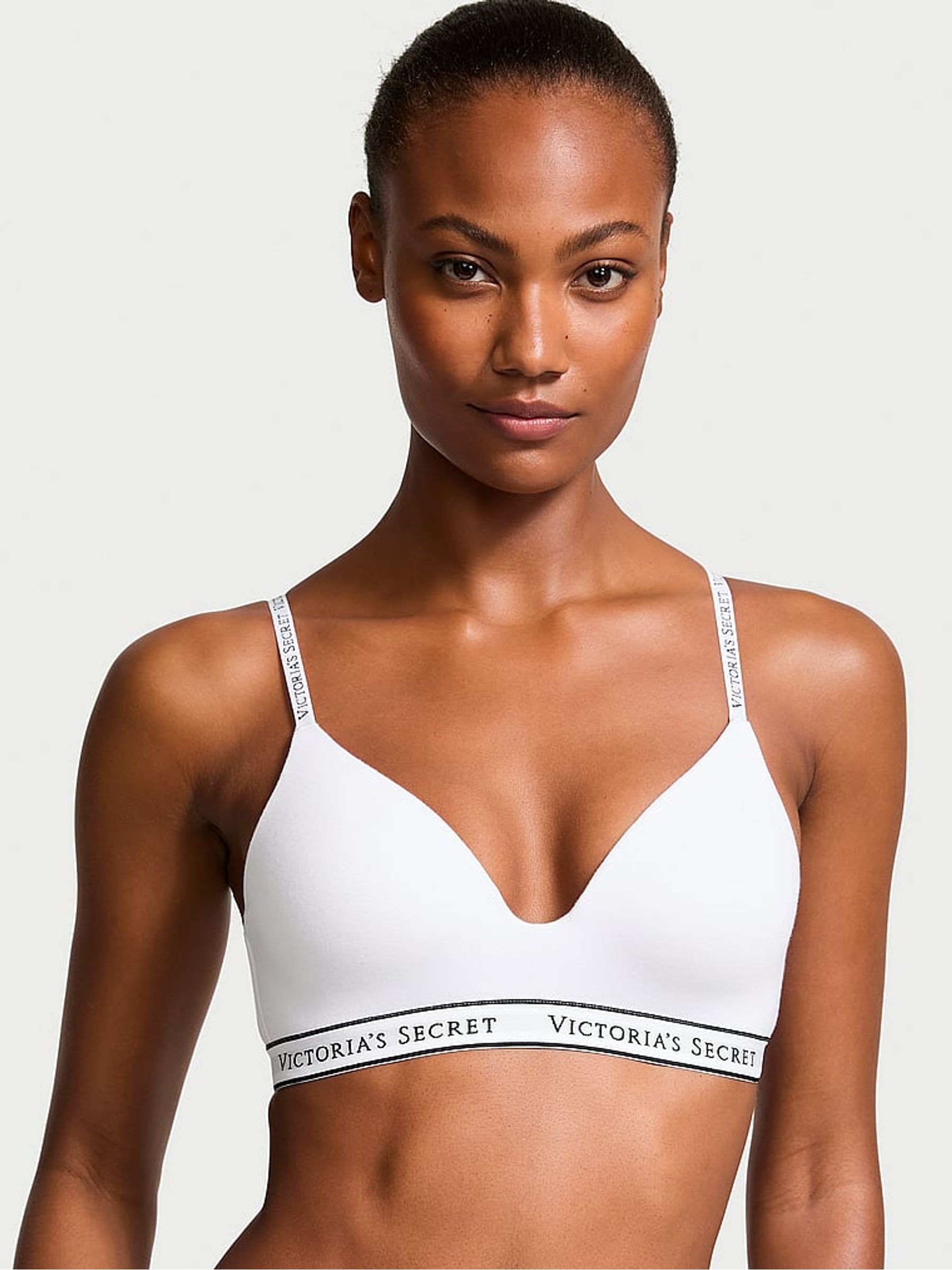 White Logo Band Non Wired Lightly Lined Bra