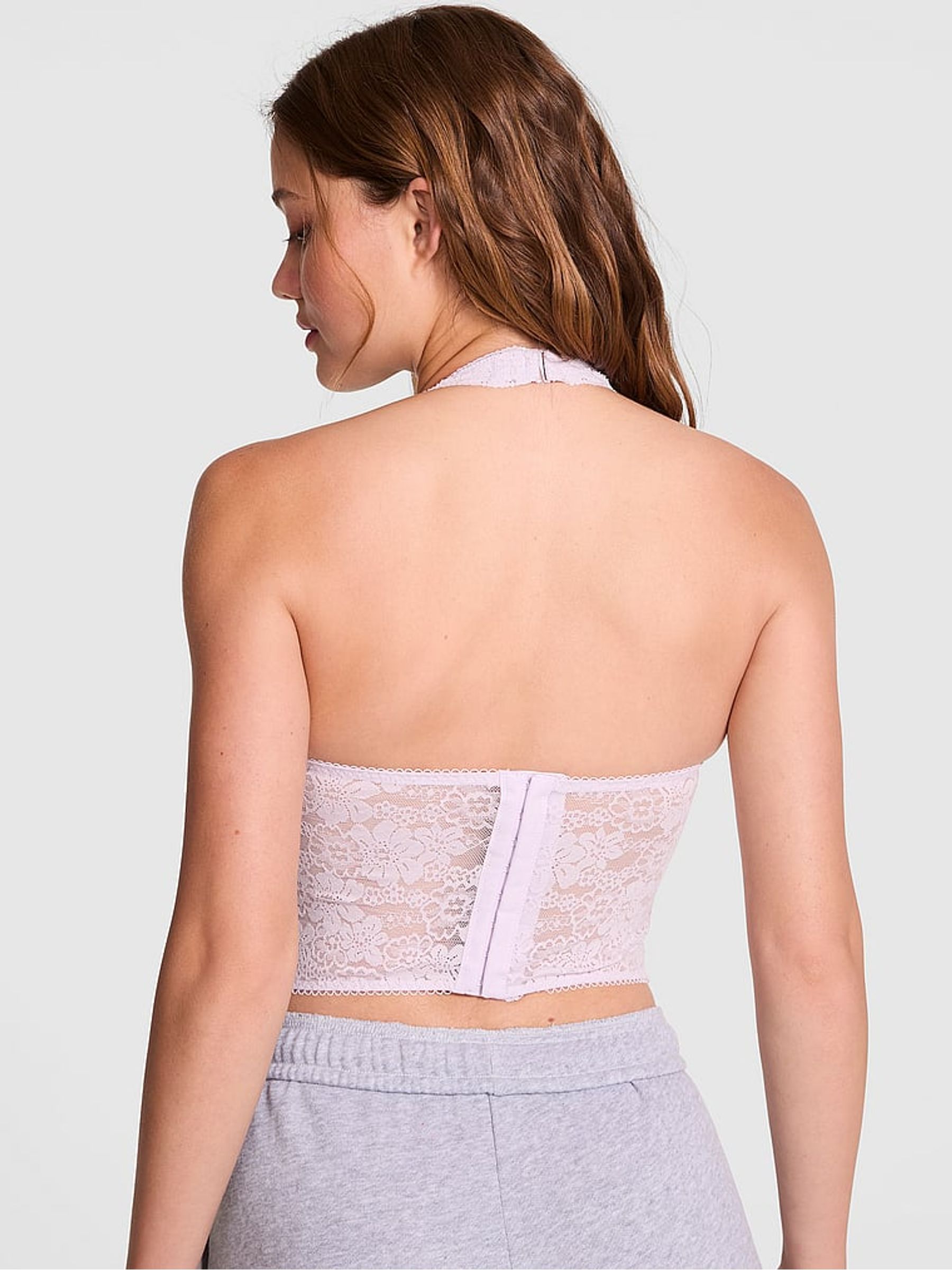 Purple Whisper Lace Halter Corset