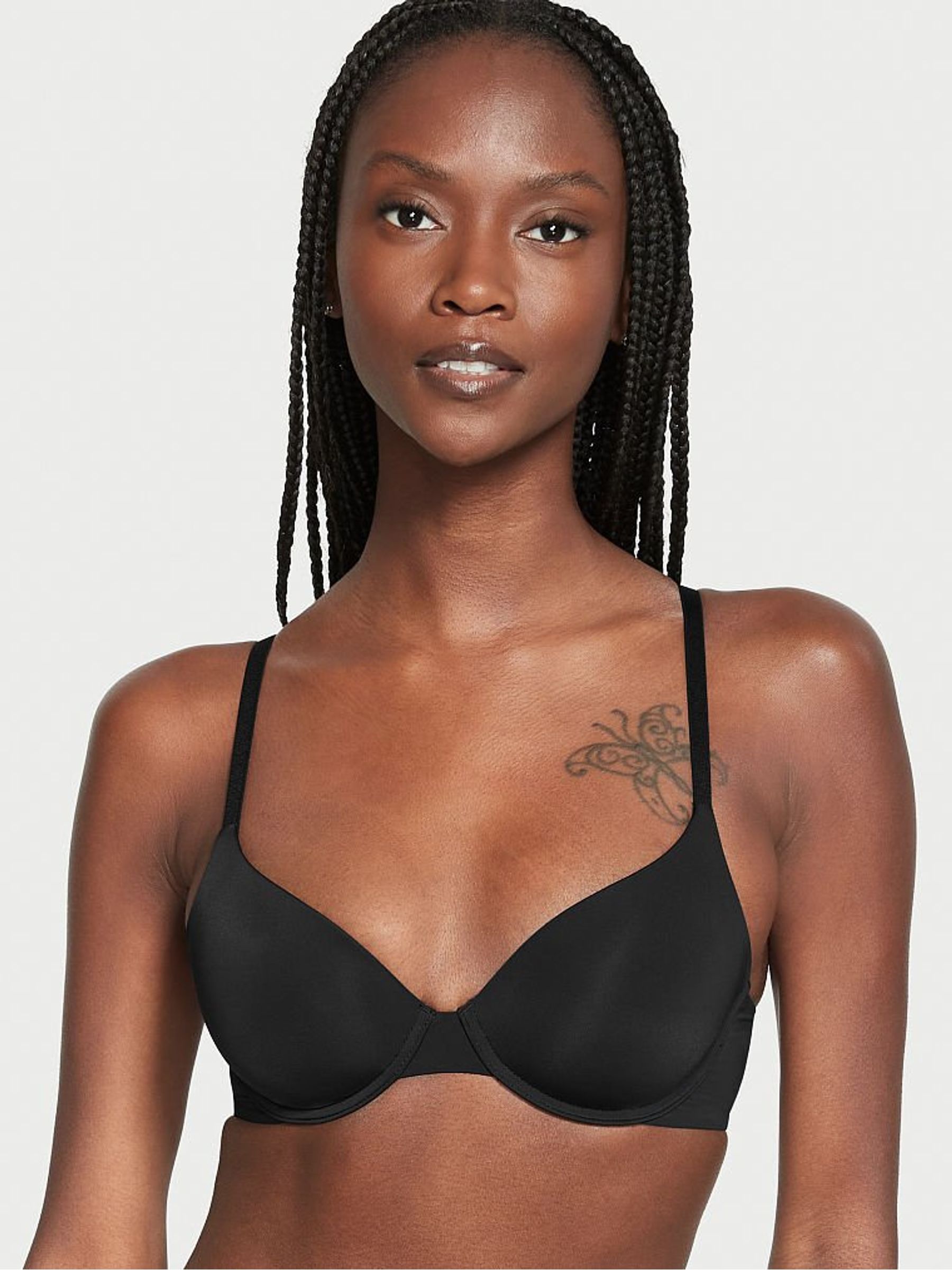 Plain Black Demi Lightly Lined Bra