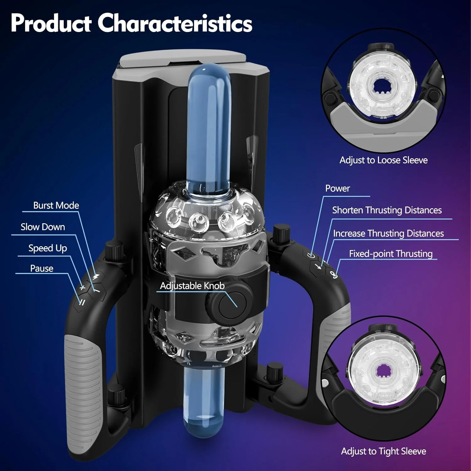 THRUST PRO GIGI - Cum Coaxing Male Stroker Ruined Orgasm Masturbator with Phone Stand & Foldable Handle (<55 dB)