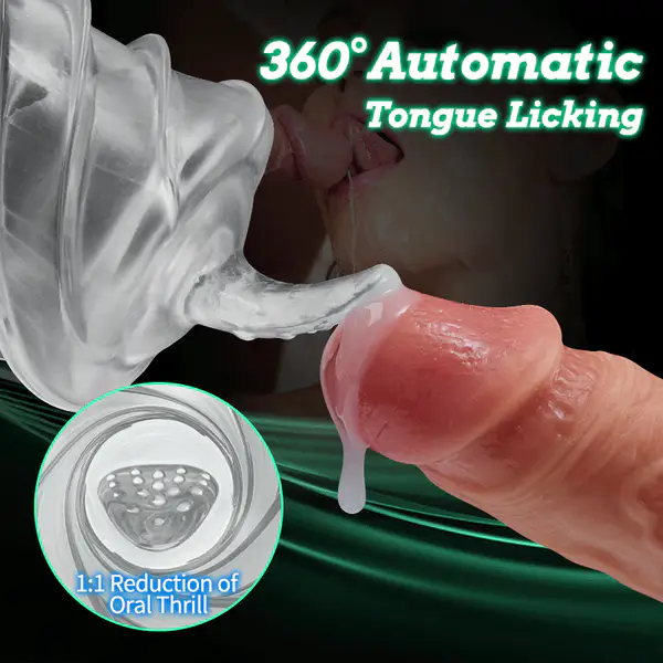 Rotating Tongue Licking Sucking Automatic Male Masturbator with Storm-Themed Water SPA Mode