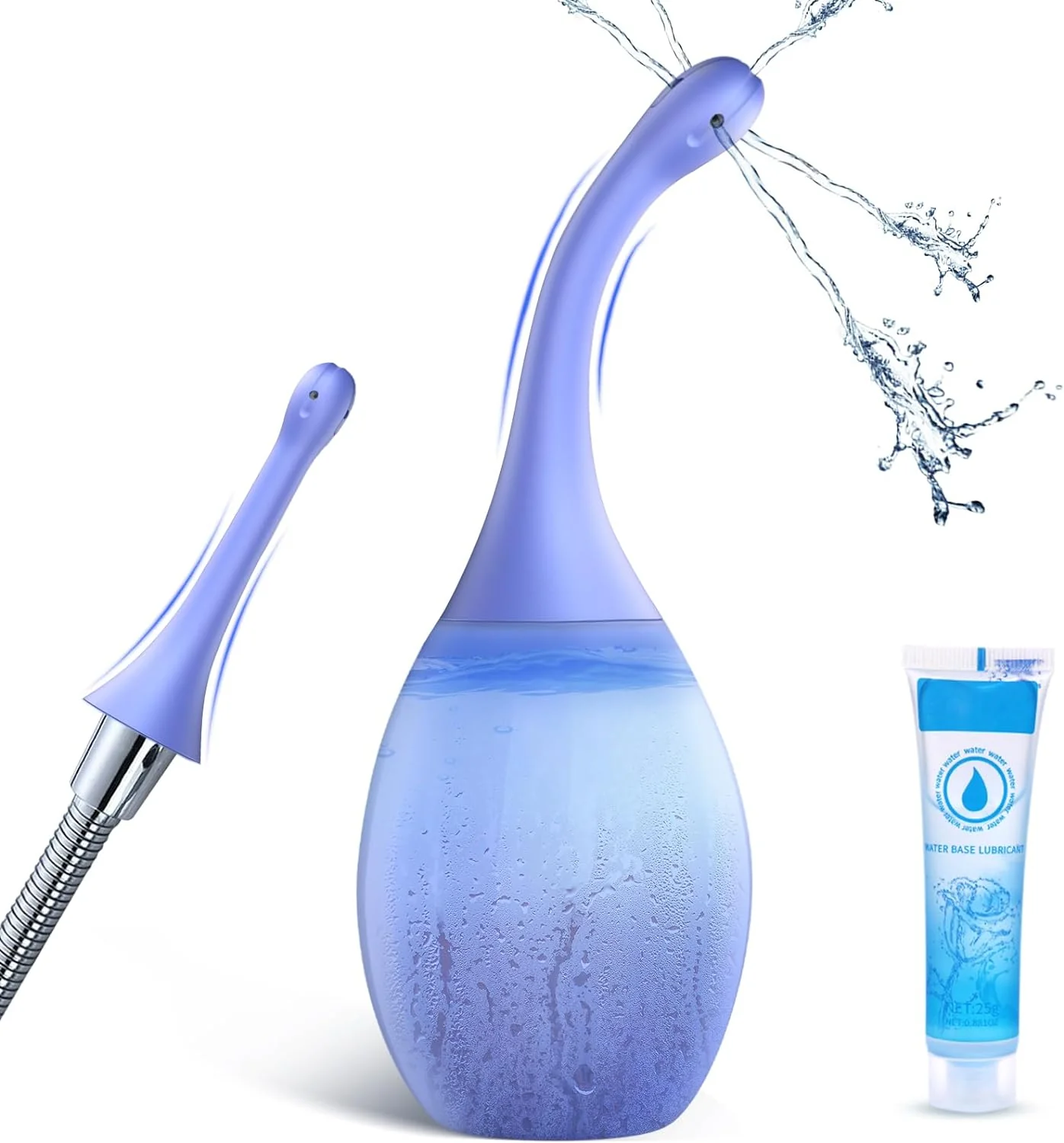 Shower Enema Kit – Anti-Backflow Bulb with Bendable Silicone Nozzles 10.1 fl. oz (<40 dB)